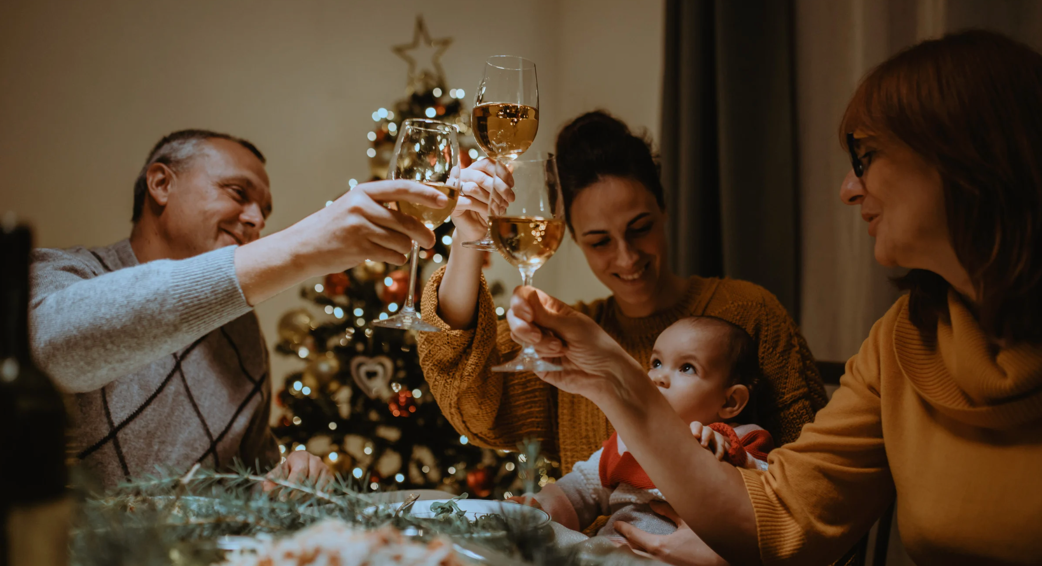 family celebrating christmas