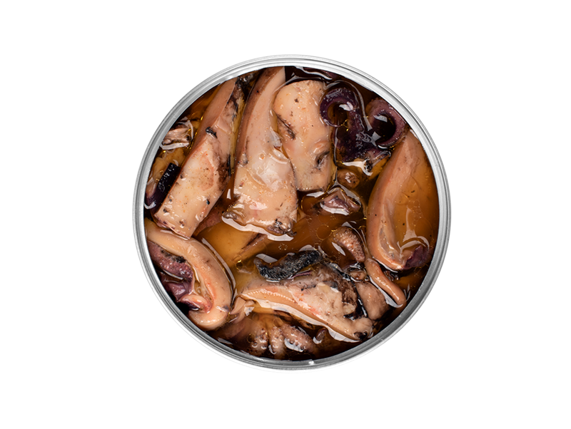 ABC+ mustekala musteessa Algarve-tyyliin, syvä ja täyteläinen – octopus in ink Algarve style, Portuguese canned seafood