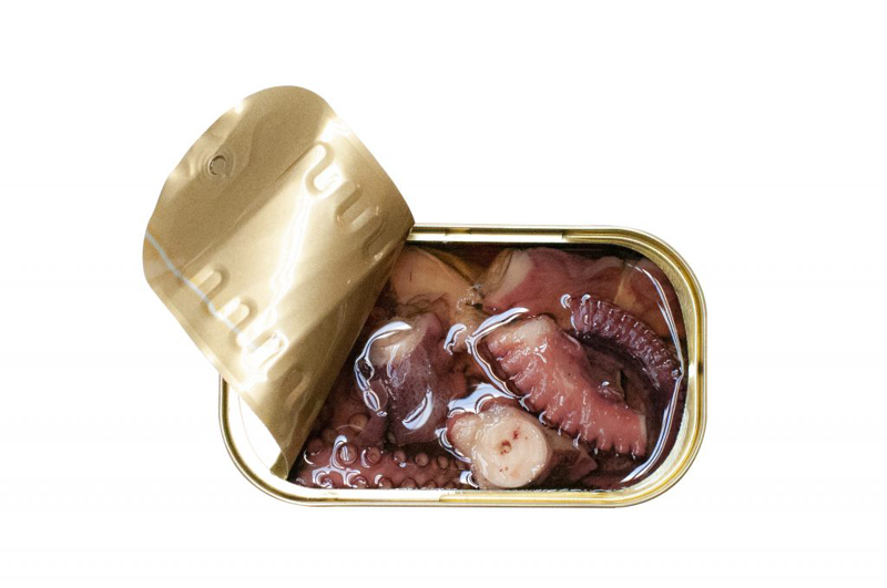 José Gourmet mausteinen mustekala oliiviöljyssä, chiliä ja mausteita – spiced octopus in olive oil, gourmet canned seafood