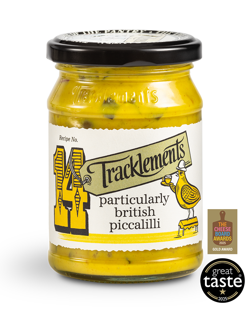 Tracklements piccalilli 230g purkissa, rapea sinappinen vihanneslisuke