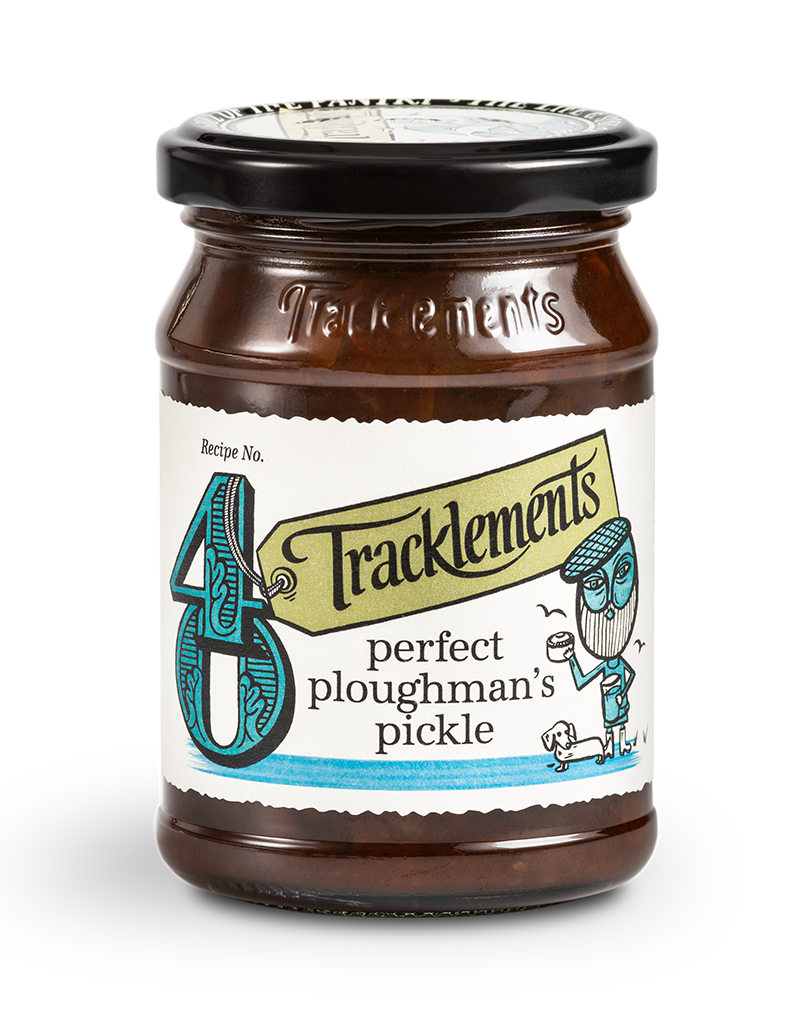 Tracklements ploughmans pickle 245g purkissa, täyteläinen brittiläinen lisuke juustolle