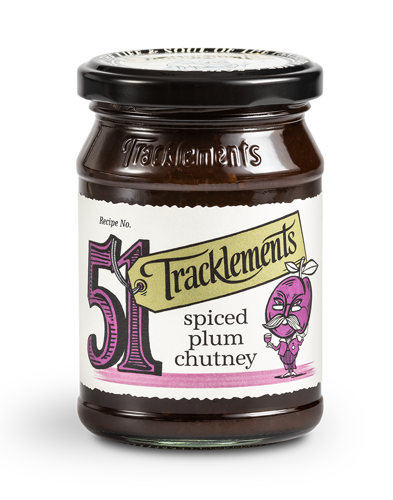 Tracklements luumuchutney 265g purkissa, mausteinen ja täyteläinen brittiläinen chutney